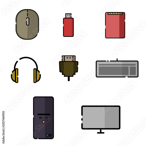 Computer Equipment Vector Icon Collection Set