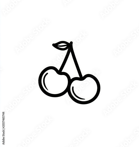 Simple line drawing of two cherries on a stem