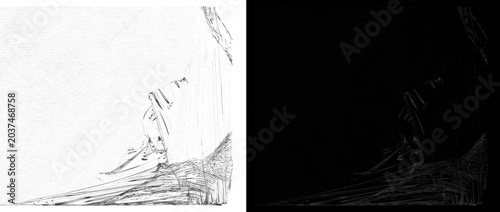 Obraz na płótnie Minimalist charcoal sketch of a lone figure, abstract pencil drawing on white an