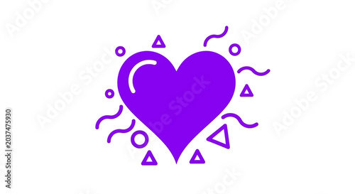 Purple Heart Shape Love Symbol Icon.