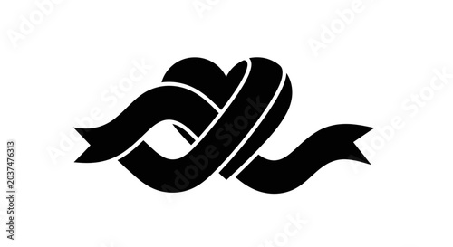 Black ribbon knot symbol logo.