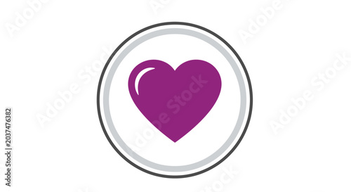 Purple Heart Icon Symbol Love.
