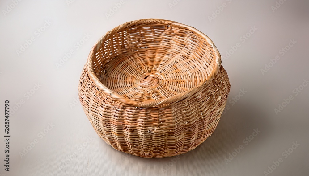 Fototapeta premium Isolated Woven Basket Natural Straw Neutral Tones