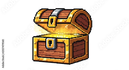 Treasure Chest Glowing With Golden Light.