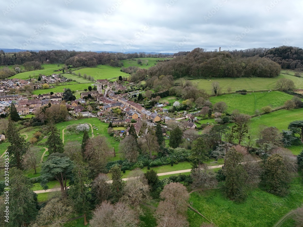 Obraz premium Rural English village Montacute Somerset drone aerial view