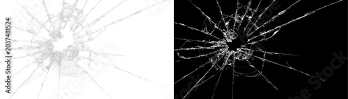 Fotografie Abstract broken windscreen shattered fracture crash texture design art