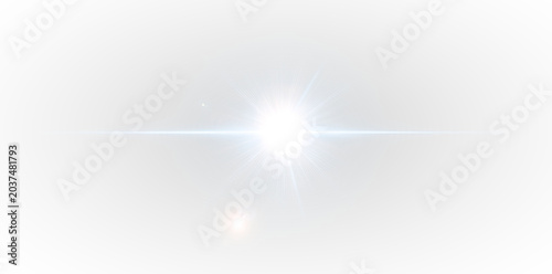 Bright abstract light glow with flash lens flare sparkle, vector motion design background, transparent starlight beam explosion effect and cosmic festive decoration art concept.