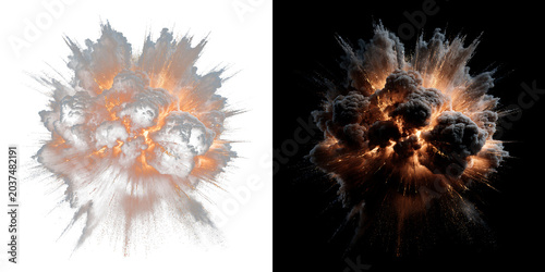 Foto Abstract catastrophic fireball explosion with mushroom cloud blast, fiery flames energy detonation, smoke destruction effect and danger background concept art design