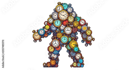 Photos Bigfoot Made Entirely of Clocks.