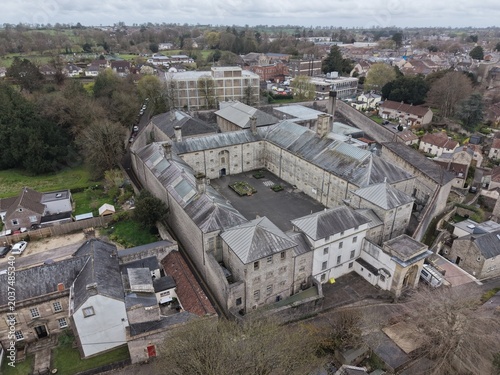 Disused Prison Shepton Mallet  Somerset UK drone aerial view