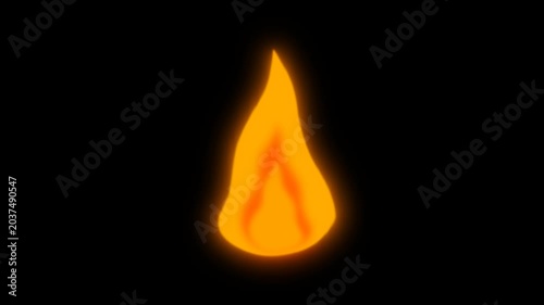 Simple glowing fire flame animation on transparent Background.