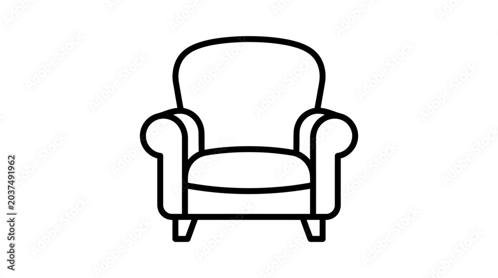 Fototapeta premium Simple bold line armchair icon isolated on white.