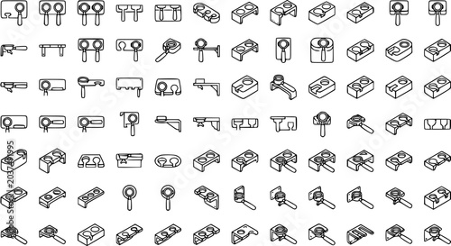 Foto Coffee and Espresso Machine Parts Line Art Icons