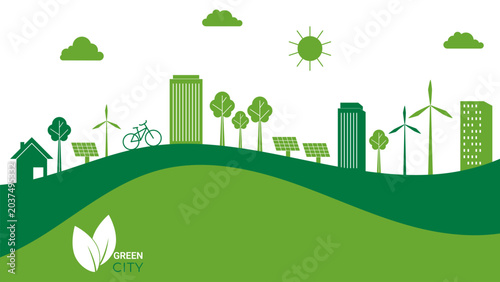 Quadro su tela green city concept vector illustration