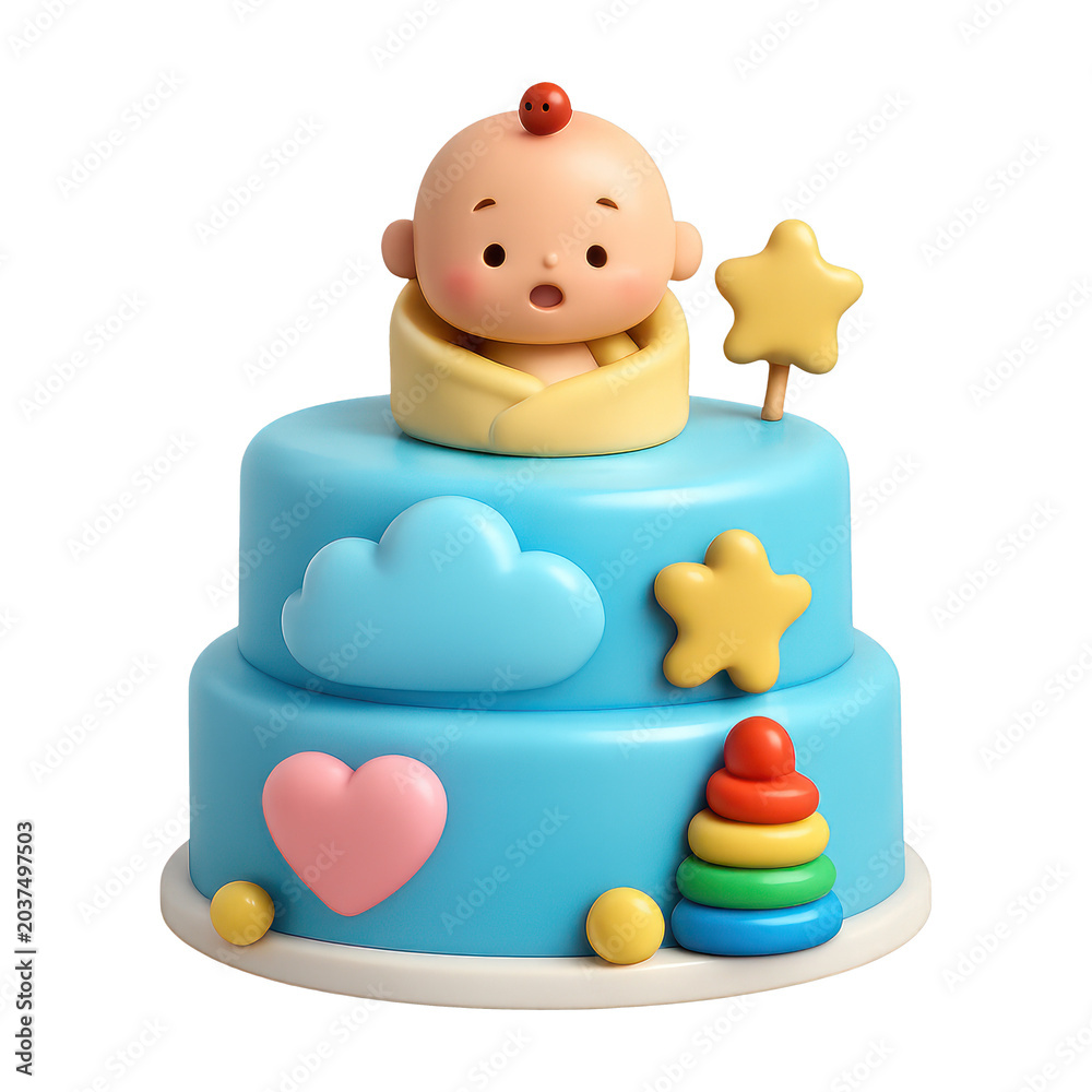 Naklejka premium PNG Adorable baby-themed cake illustration.