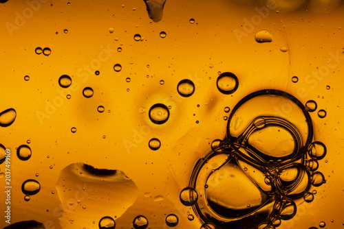 Golden Oil Bubbles Abstract Macro Background