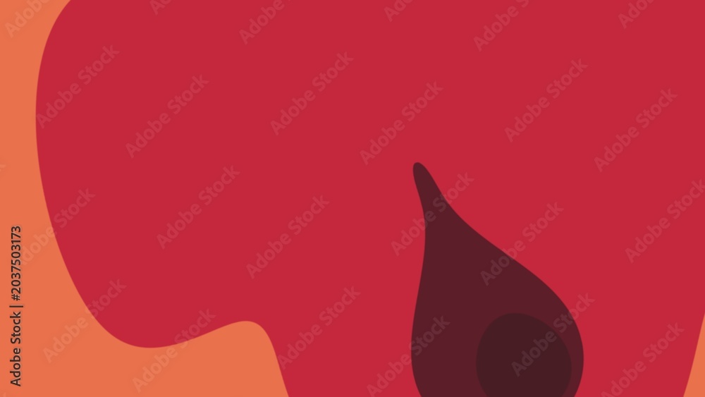 Obraz premium Abstract Red Organic Shape with Orange Accent at Edge
