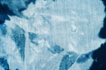 Close up view of blue tie dye fabric texture