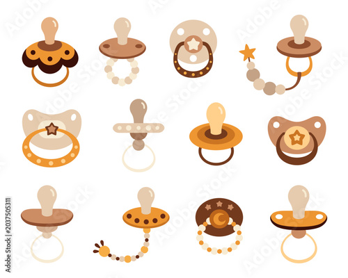 Obraz na płótnie Boho baby pacifier clipart set in pastel colors