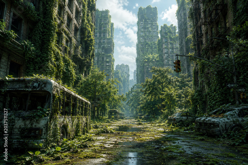 Nature Reclaiming an Abandoned City Street