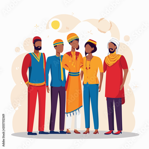 Diverse Group of People in Traditional Attire