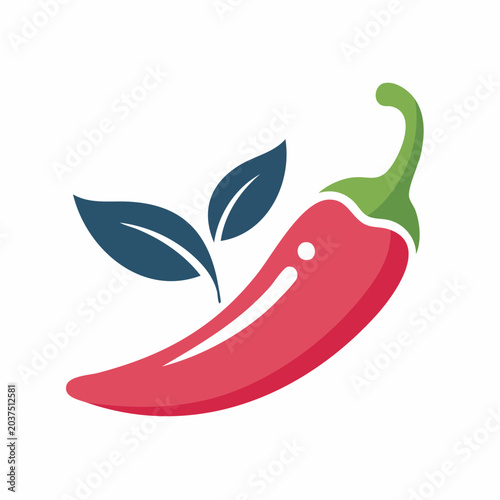 Red Chili Pepper with Leaves Icon