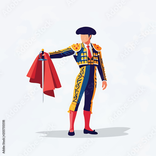 Foto Man in bullfighting costume holding cape.