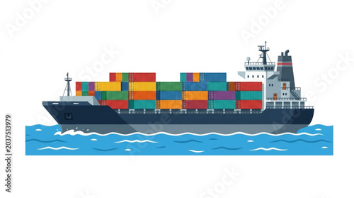 Bild auf Leinwand Large cargo ship carrying colorful containers across the ocean waves