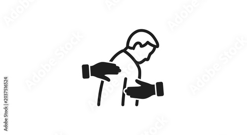 Icon of a therapist performing back massage or chiropractic treatment.