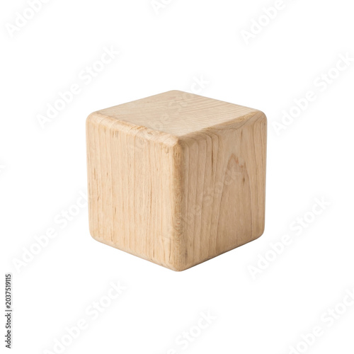 Natural wood cube with rounded edges