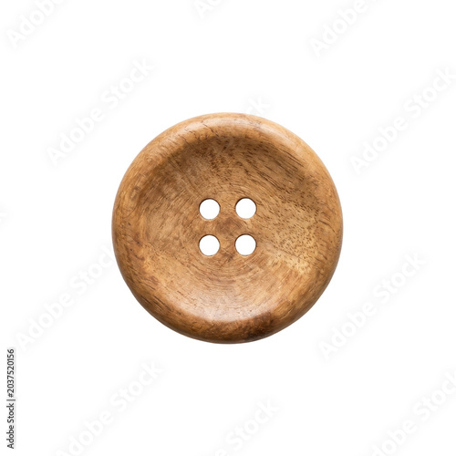 Round wooden button with four holes