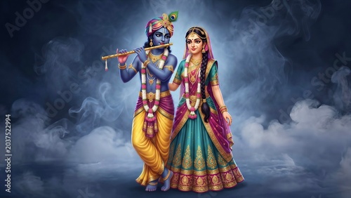 Radha Krishna Wallpaper 4K HD for Desktop | Krishna Janmashtami Horizontal Background | Krishna Bhagwan 16:9 PC Wallpaper