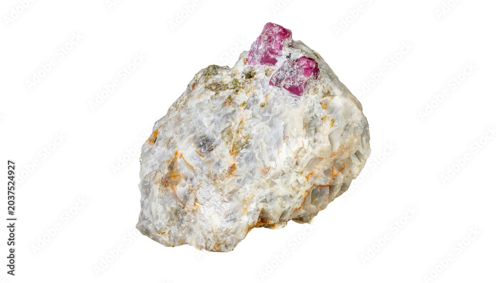 Obraz premium Natural ruby gemstone crystals showcase vibrant red corundum stones with raw mineral texture, perfect for luxury jewelry designs and precious gem collections.