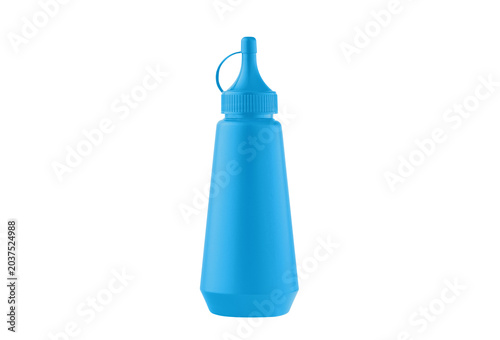 A clean template of a Blue plastic container without labels. The object is presented in a front view on a clean background, ready for applying a logo or brand design.
