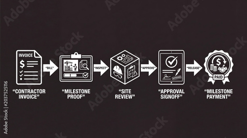 Business workflow for contractor invoice approval and milestone payment process