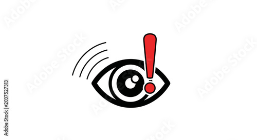 A stylized eye with an exclamation mark.