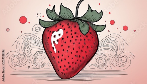 strawberry with one line style and spots