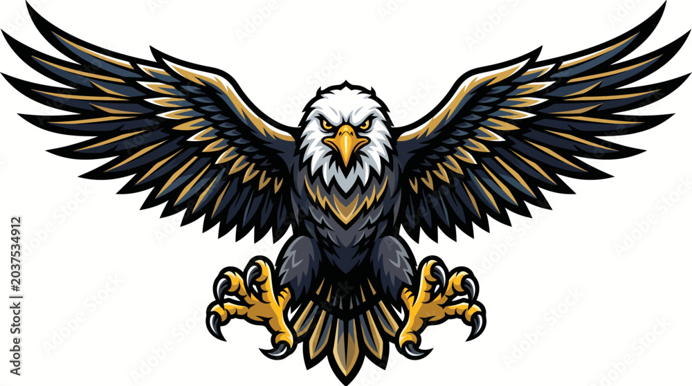 Fototapeta premium Vector illustration of an eagle with outstretched wings
