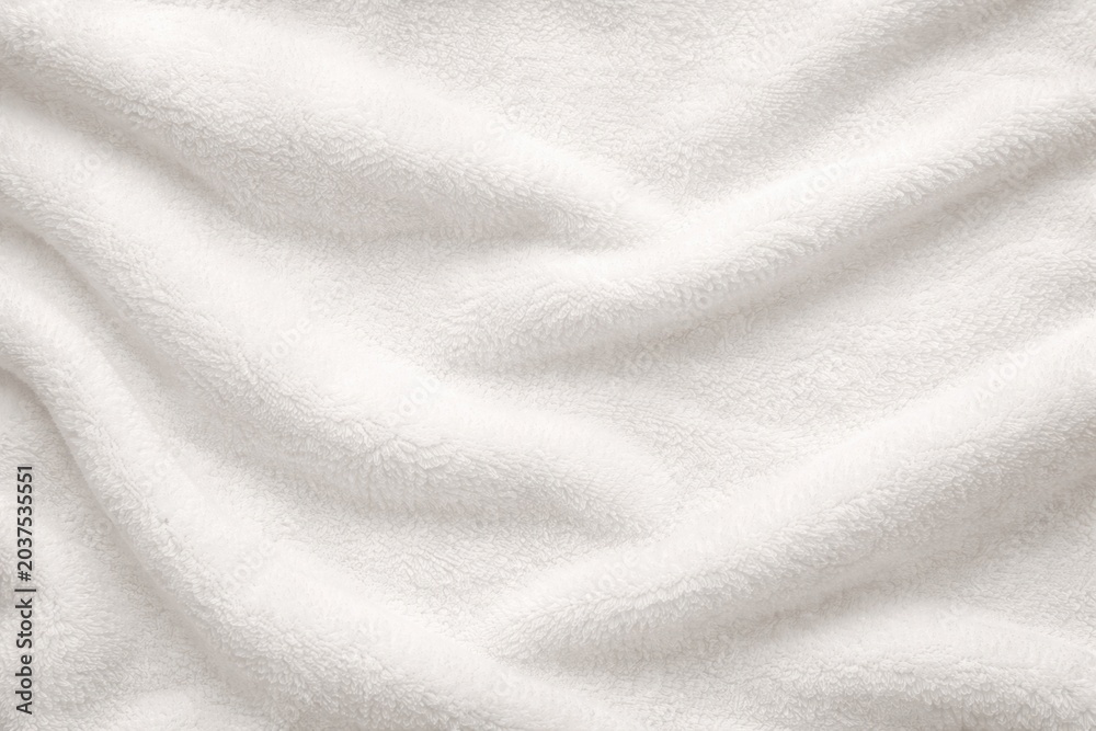 Fototapeta premium White fleece fabric wallpaper with delicate texture and clear copy space