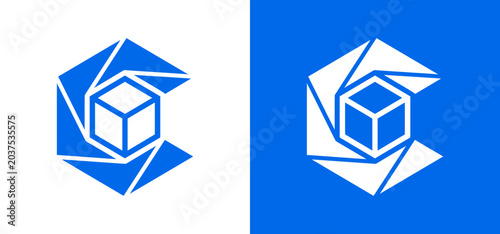 Suitable for technology companies, creative businesses, and modern brands. This design vector features bold colors and clean lines for a professional look.