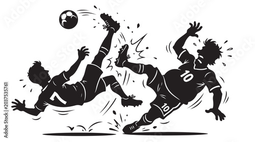 Tableau sur toile Dramatic Soccer Player Fake Foul Dive Cartoon Sports Illustration