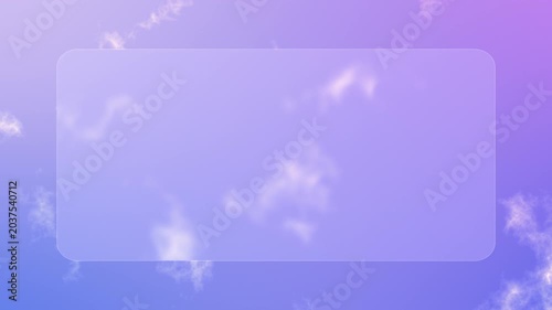 Pastel Sky Clouds Glassmorphism UI Layout 4K Seamless Loop, Beautiful Lavender Presentation Text Holder Template, Spiritual Meditation and Wedding Invitation Motion Backdrop