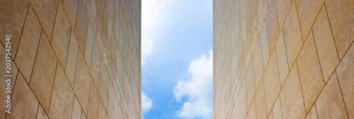 Konstfotografi New modern ventilated stone wall made with different blocks of rectangular shape