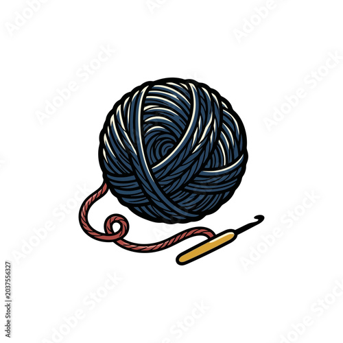 Yarn ball logo illustration