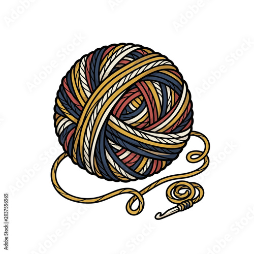 Yarn ball logo illustration