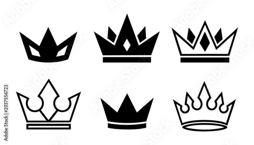 Quadro em tela Set of crown icons, royal symbols, king and queen crowns, vector illustration