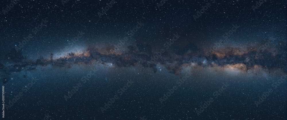 Obraz premium Milky Way Celestial Panorama Night Sky with Star Clusters, Wide Angle