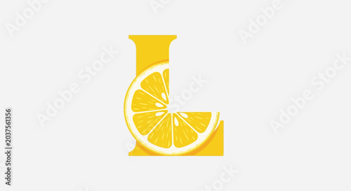 Fotografi Yellow Letter L Shaped Like Lemon Slice, Citrus Fruit Alphabet, Fresh Design