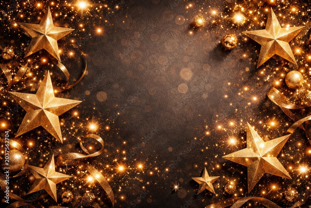 Obraz premium classy christmas wallpaper showcasing gold stars on stylish background