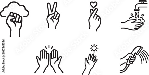 Cuadro en lienzo Hands Speak Louder Than Words – From Peace and Love to Hygiene and Care, These Gestures Symbolize Strength, Unity, Positivity, and Healthy Living